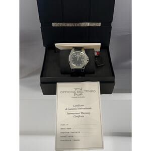 NEW Officina Del Tempo Black Leather Automatic Gents Watch - OT1028/20N